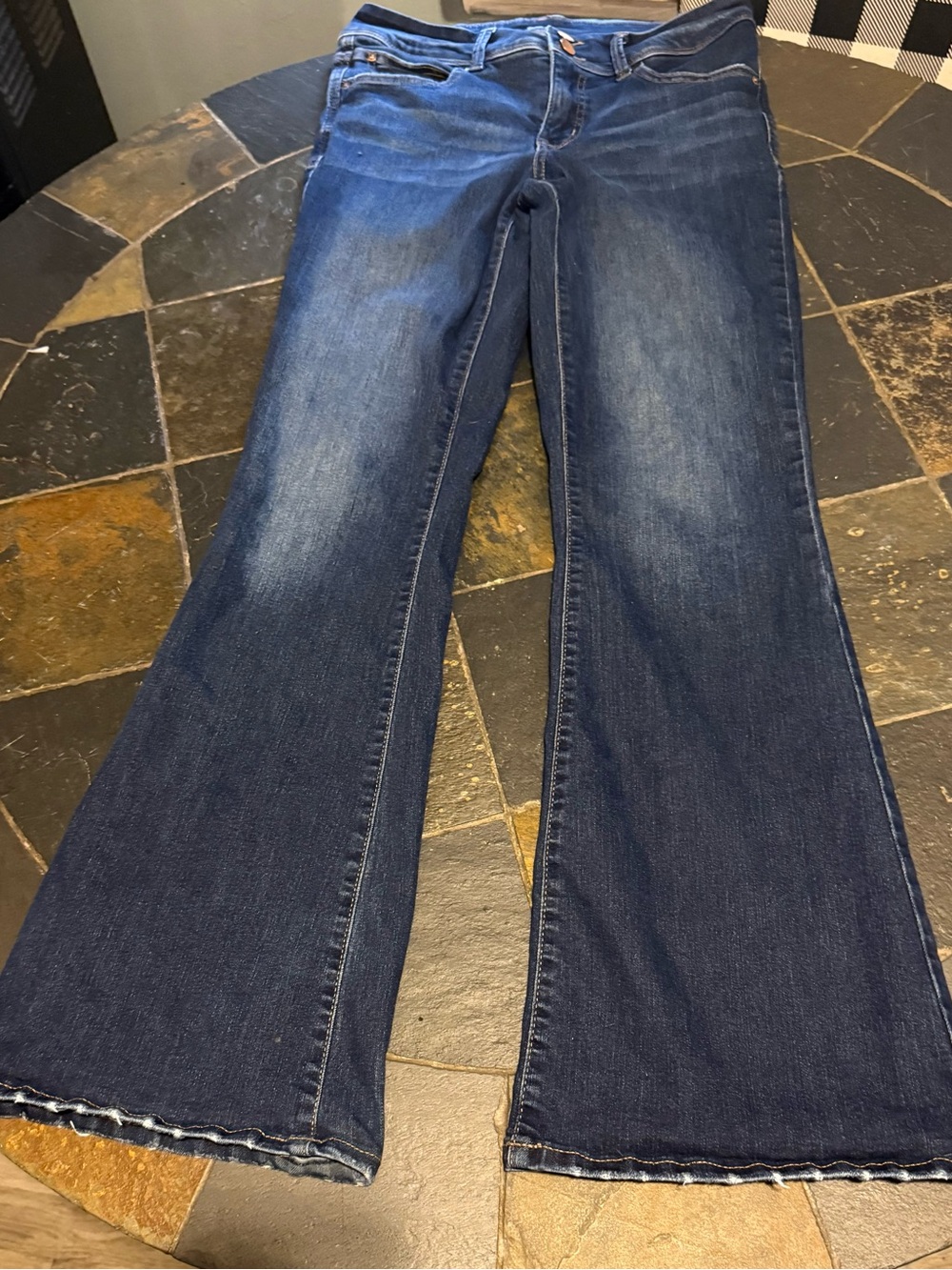 Women's Dark Blue Flare Jeans - Classic Wide Leg